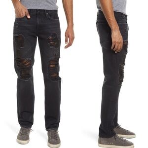 Frame Men’s Black Noir Shred Slim Fit Distressed Jeans NWT